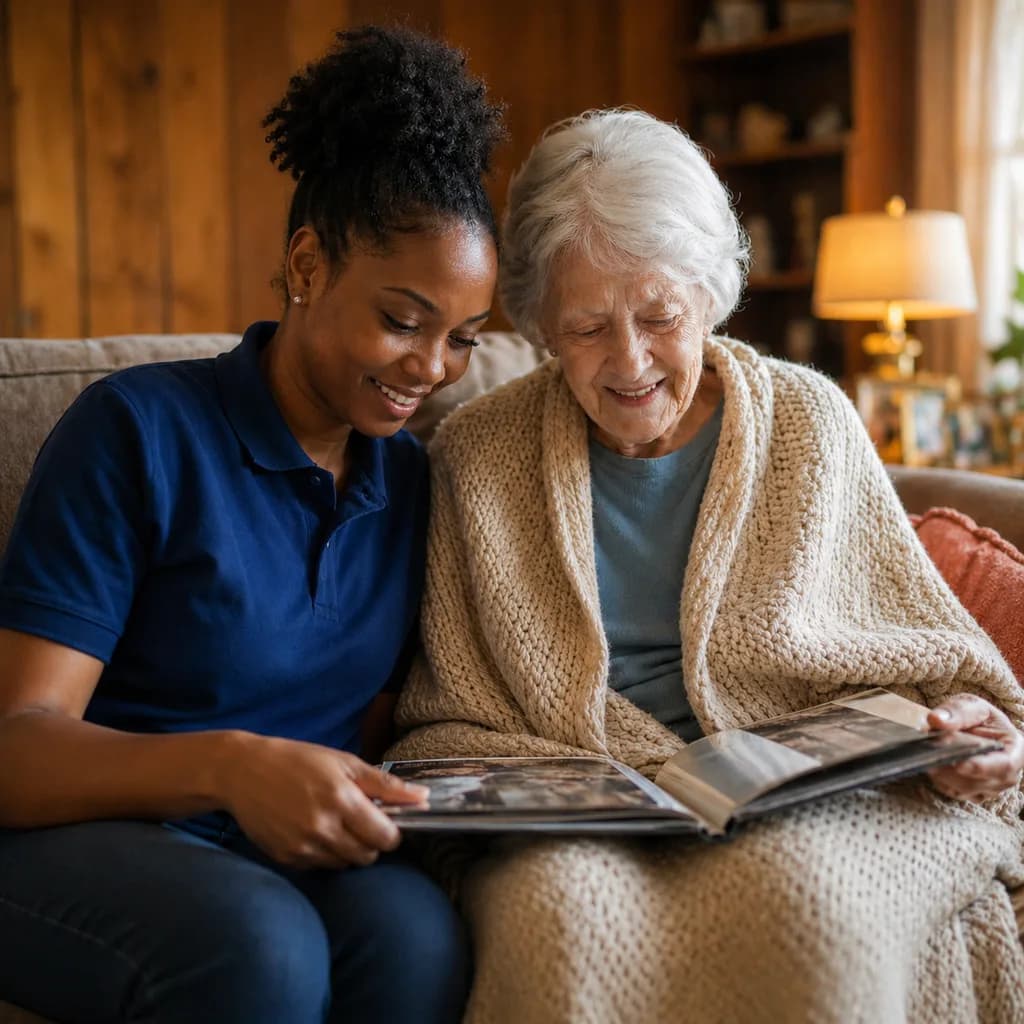 Caregiver providing daily living support at home in Georgia